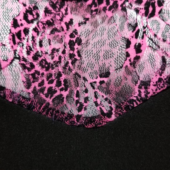 Free Kisses top 1X NWT unlined leopard print lace upper panel peplum sleeveless - Picture 5 of 9